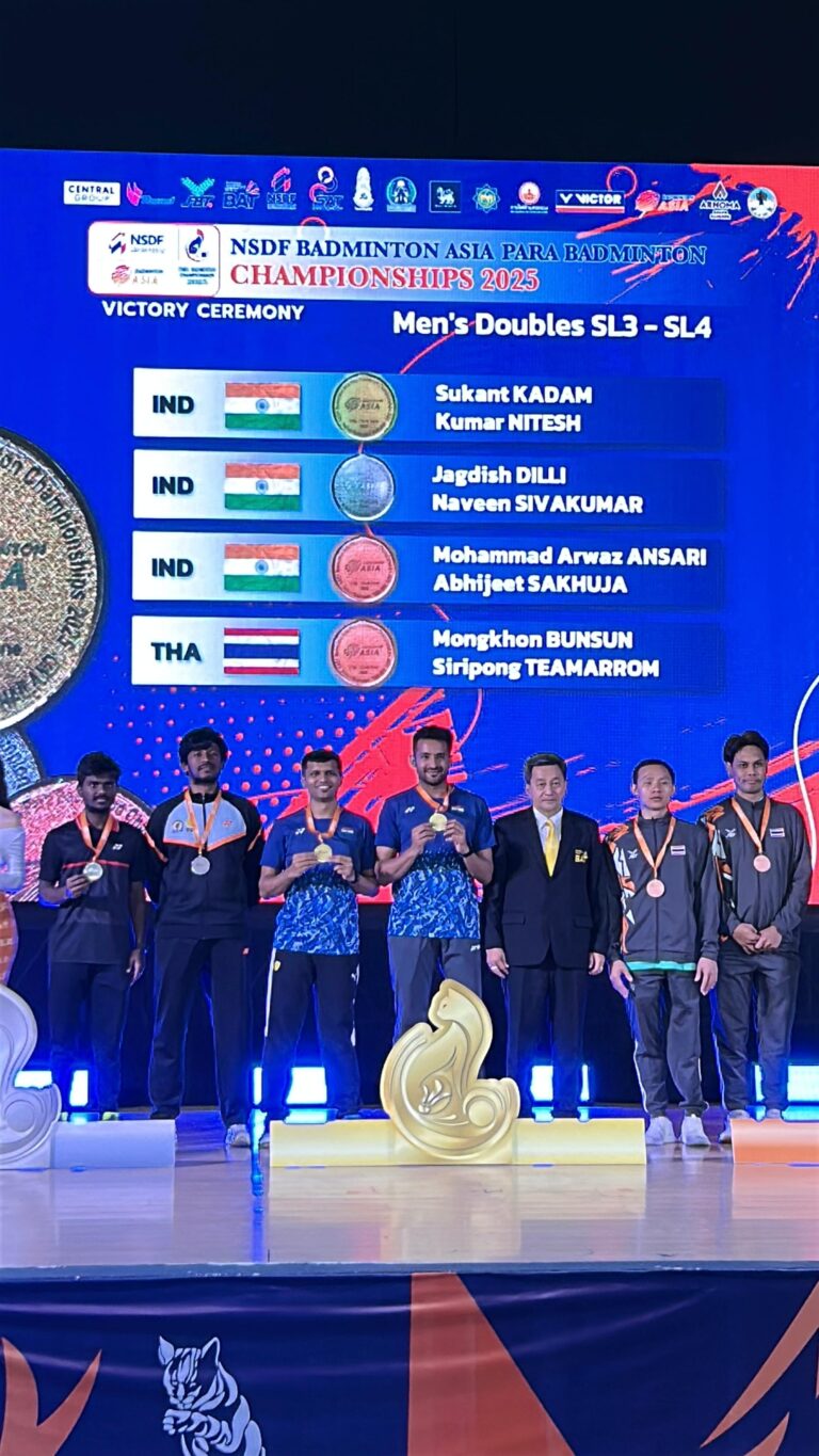 2025 NSDF Asia Para Badminton Championships - Sukant Kadam wins Gold in the Mens Doubles SL3- SL4 Event partnering Nitesh Kumar